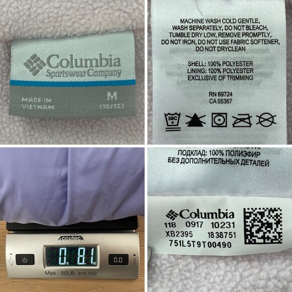 Columbia Jacket Girls Medium 10-12 Windbreaker Fleece Purple Pink Lilac Lavender - Picture 16 of 16